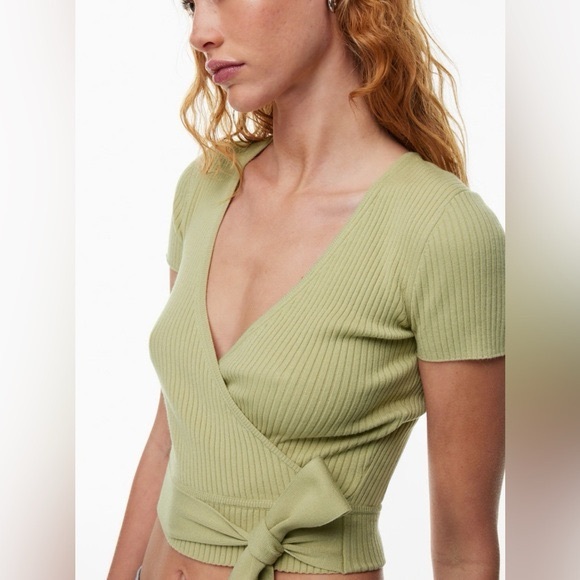 Artizia Little Moon All Tied Up Soft Green Ribbed Top - Picture 2 of 11
